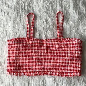 Large, Orange and Red Cupshe Bikini Top w Removable Straps, Crop Top, Tube Top